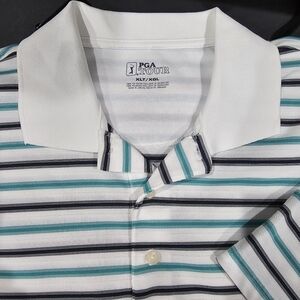 PGA Tour Shirt Size XLT Striped  Polo Golf  NWOT White Stripe